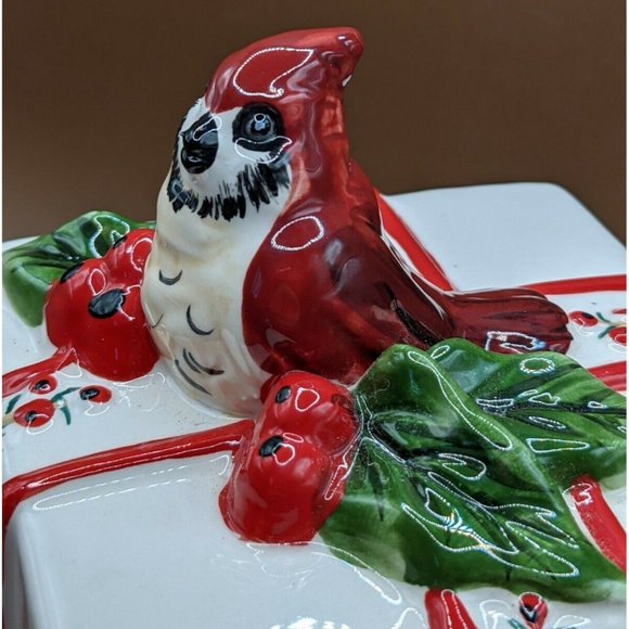 Blue Sky Cardinal Bird On Present Holiday Christmas Heather Goldminc 2012 - Picture 2 of 5